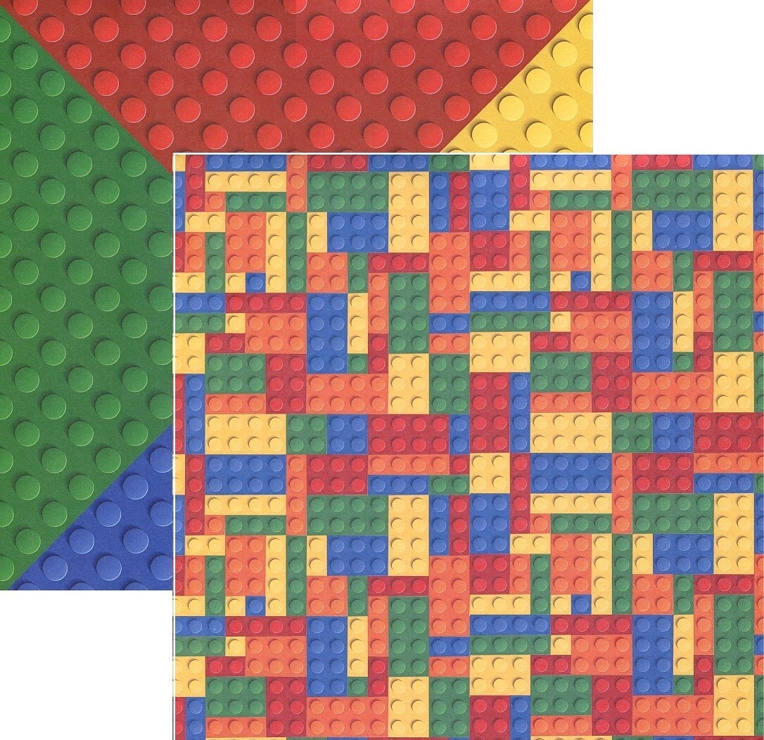 Lego Like Multi-color building blocks DS scrapbook paper- Scrapbook Custom 37199