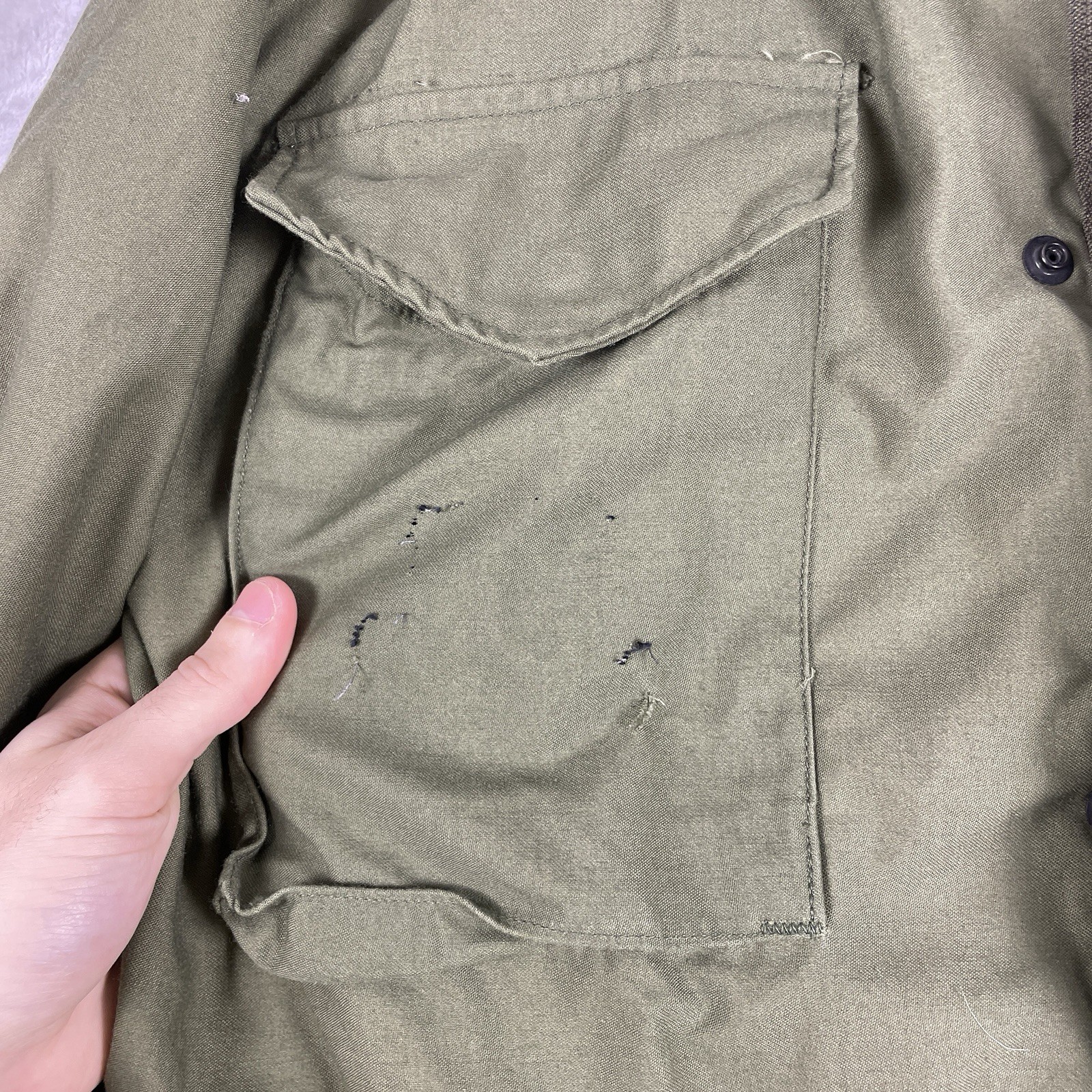 VTG 80s Coat Cold Weather Field OG107 US Military Issue Jacket Mens Medium