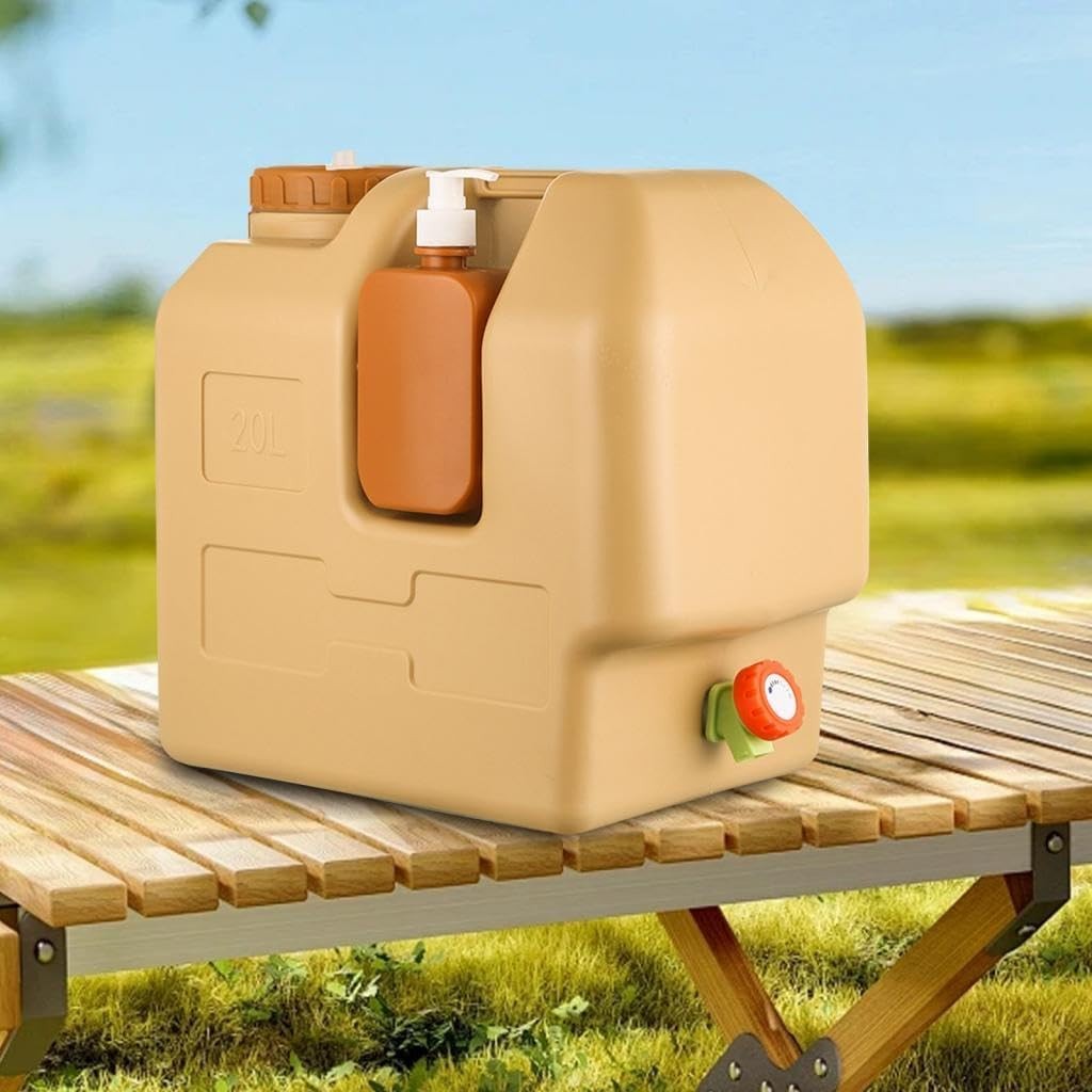 20L Water Container with Spigot and Soap Dispenser Portable Camping Water Jug US