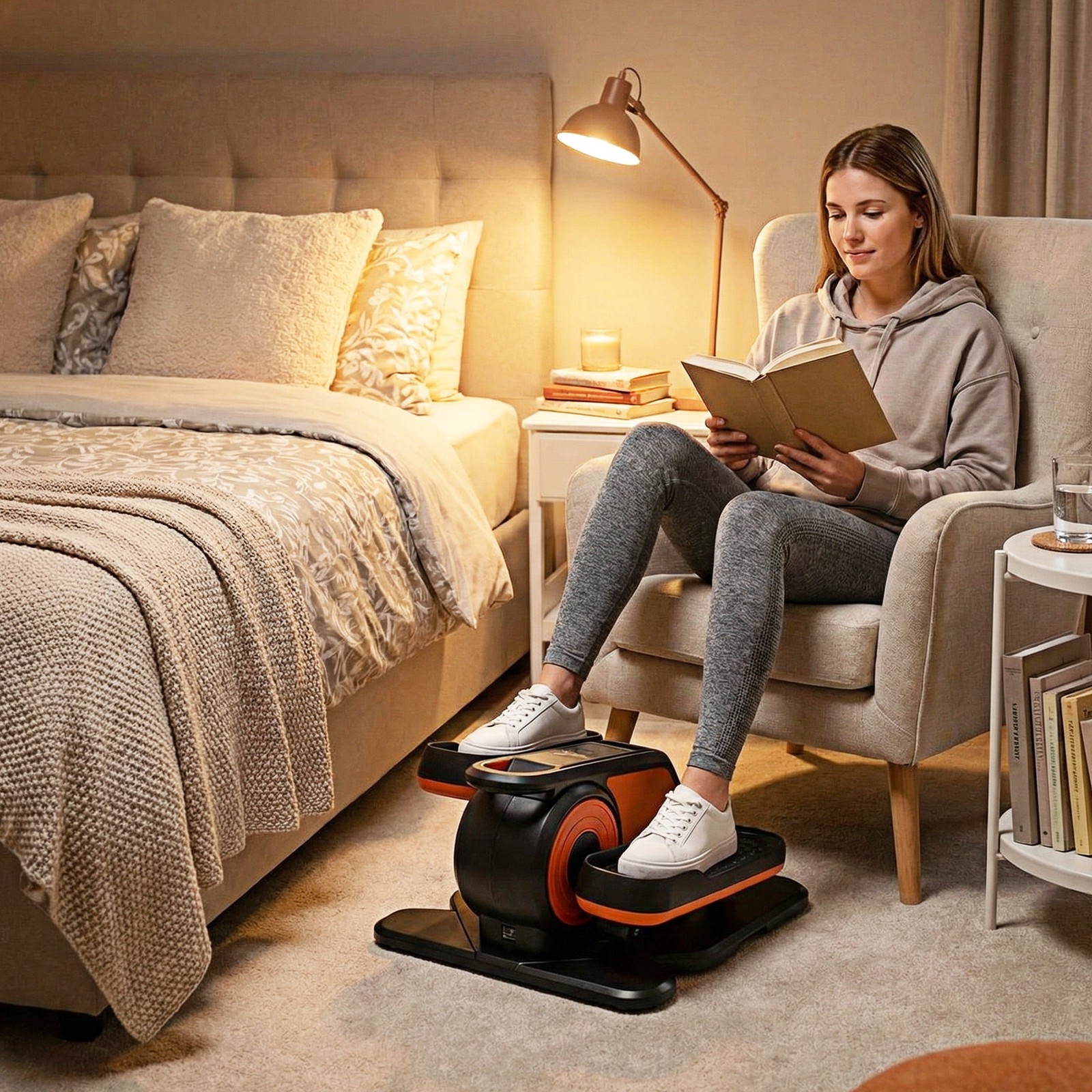 Edx Under Desk Elliptical Machine Portable Electric Leg Exerciser with Remote,