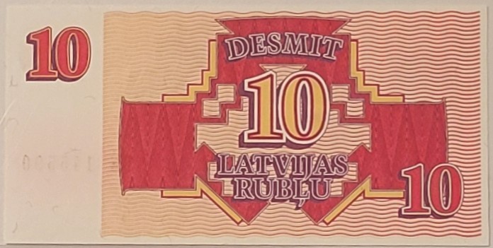 Latvia 1992 10 Rublu Bank Note Superb Gem New 67 PPQ Legacy Currency Grading