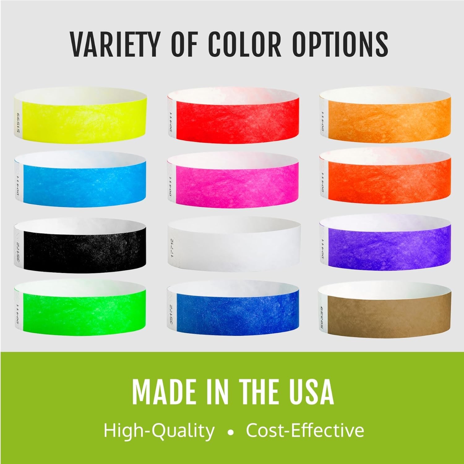200 Wristco Tyvek Wristbands for Events, 20-Color Variety Pack – Tamper-Proof