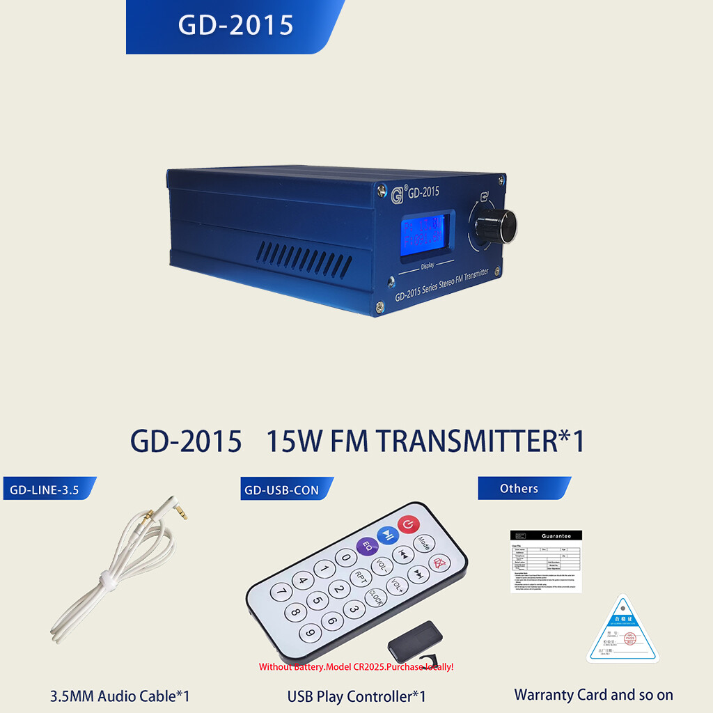 15W FM Transmitter Stereo USB Play Radio Station Transmitter Chips QN8007 TNC