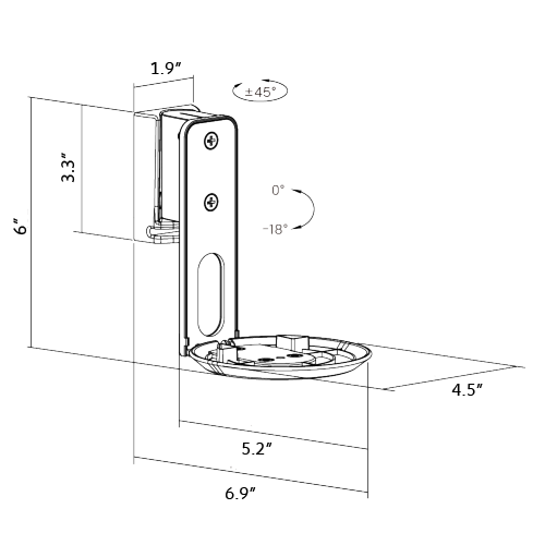 ynVISION Adjustable Wall Mount Compatible with Sonos ERA 100 - Black - 2 Pack