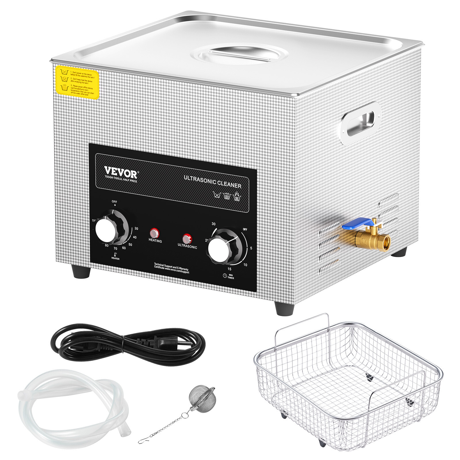 VEVOR 15L Ultrasonic Cleaner with Heater Timer & Basket Digital Sonic Machine