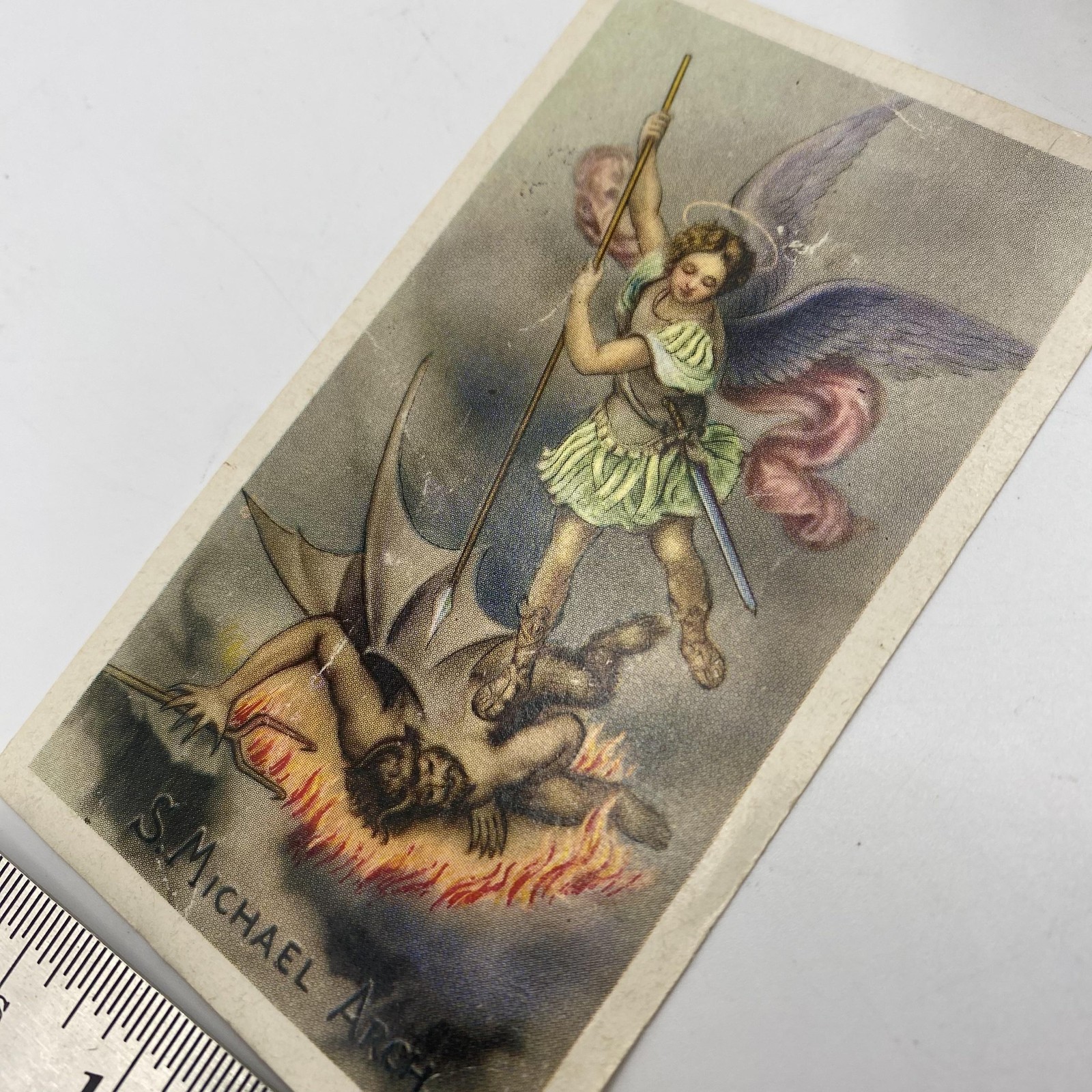 Vintage St Michael Archangel Catholic Holy Card Prayer Printed In Italy