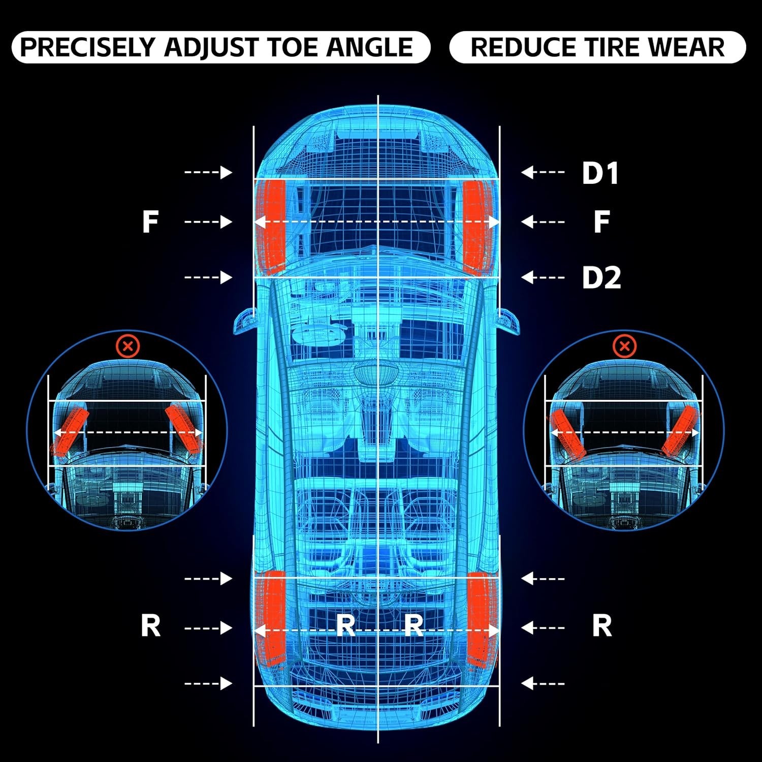 Upgraded 2 Pack Heavy Duty Wheel Alignment Tool Kit, Additional Alignment Too...