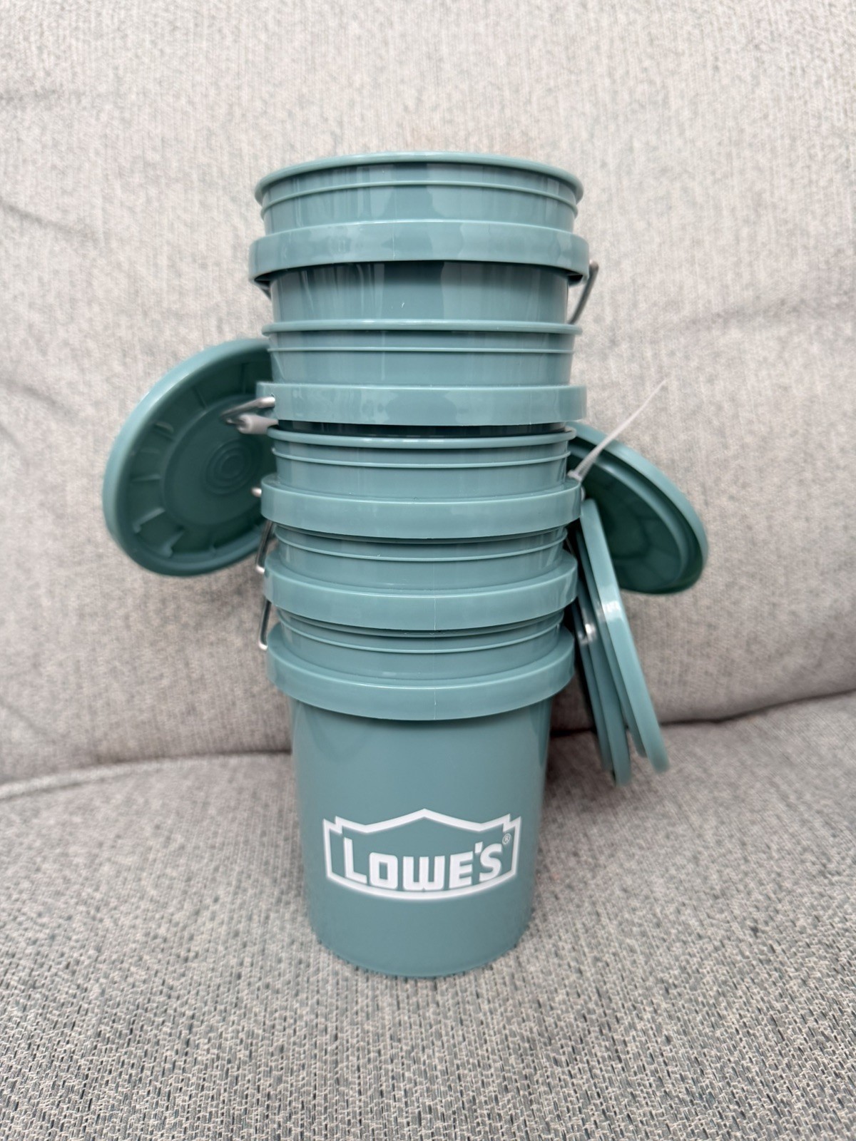 Lowe's Teal 0.42 Qt BPA-Free Mini Buckets w/ Lids Set of 5 Collectible NEW