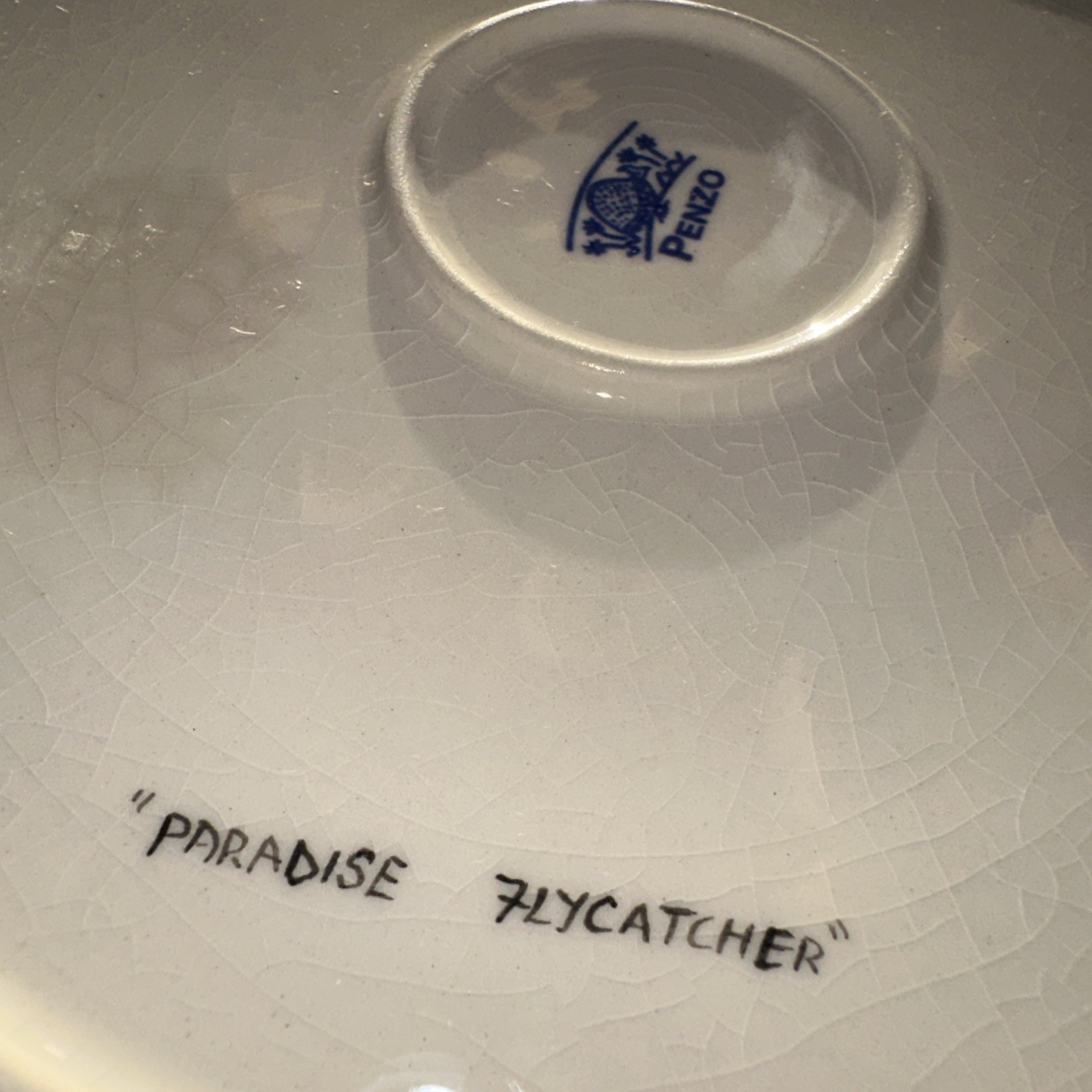 Penzo Zimbabwe Hand Painted 10.75 In Plate Paradise Fly Catcher Signed 2008