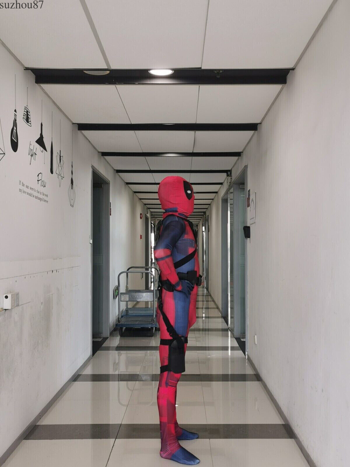 USA Kids Deadpool Halloween Cosplay Costume Jumpsuit Zentai Bodysuit Accessories