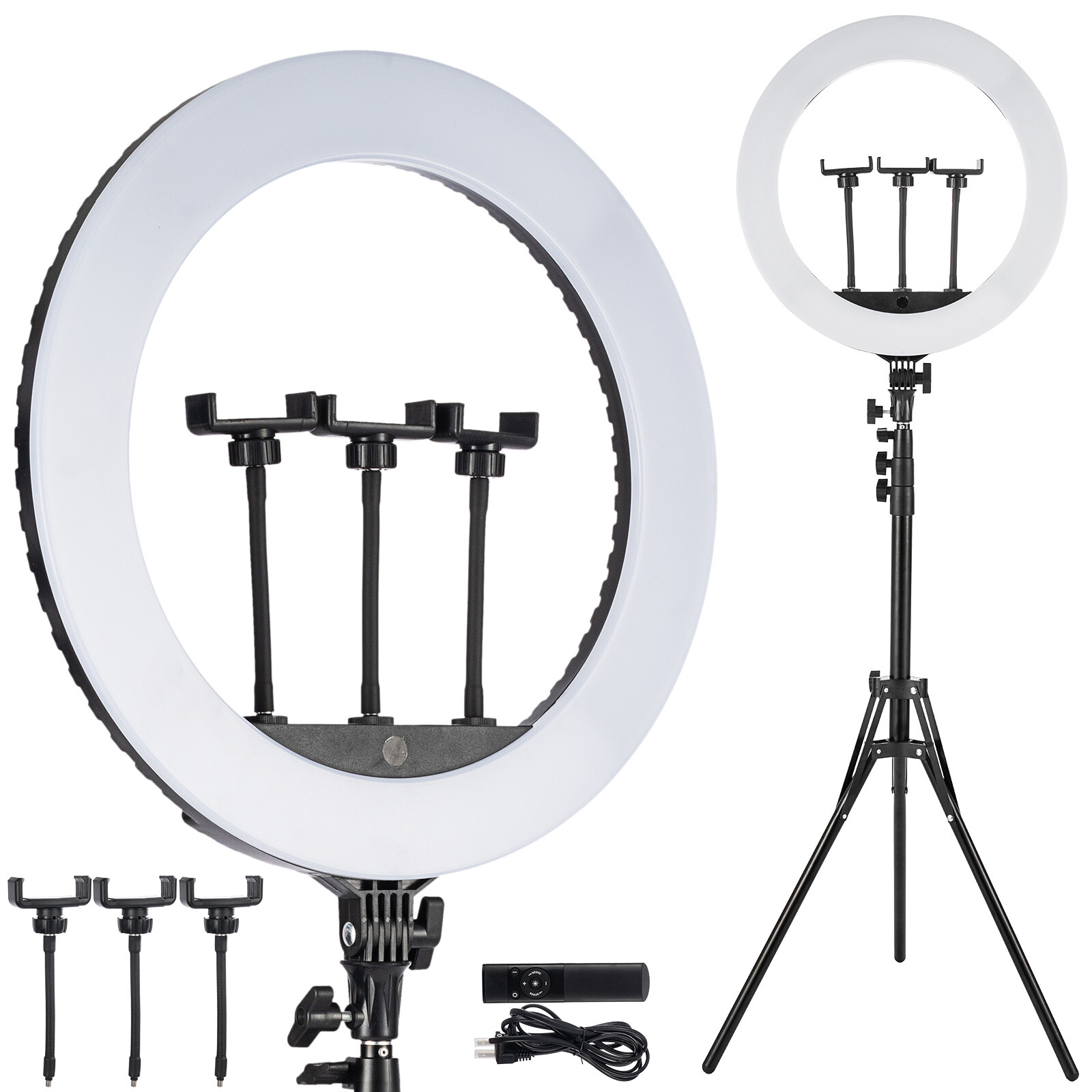 18" LED Ring Light Kit With Stand Dimmable 6000K For Makeup Phone Camera Youtube