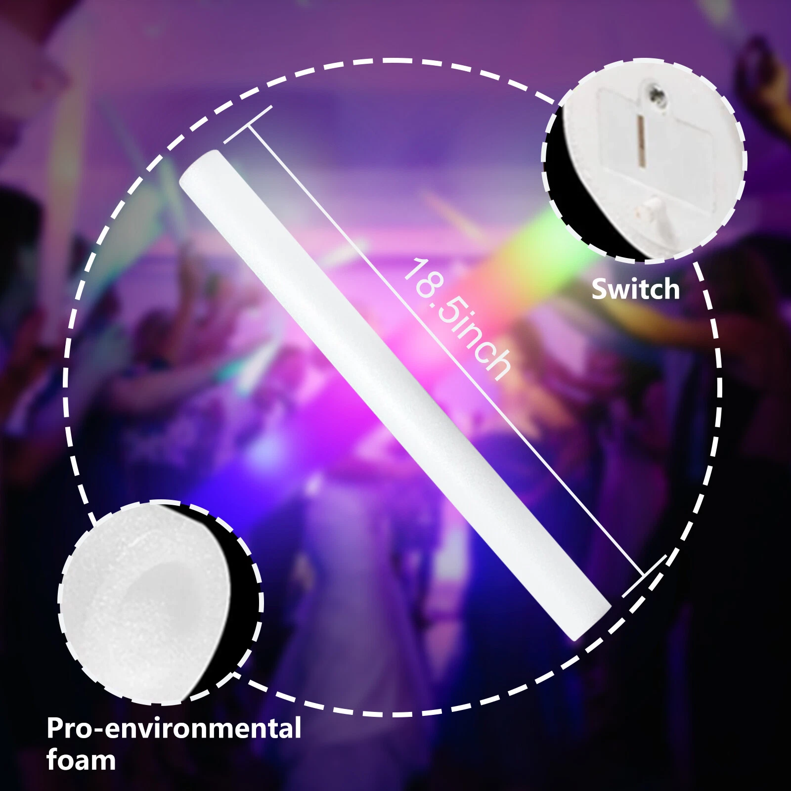 100-500 PCS Light Up Foam Sticks Wand Rally Batons DJ Flashing Glow Stick Party