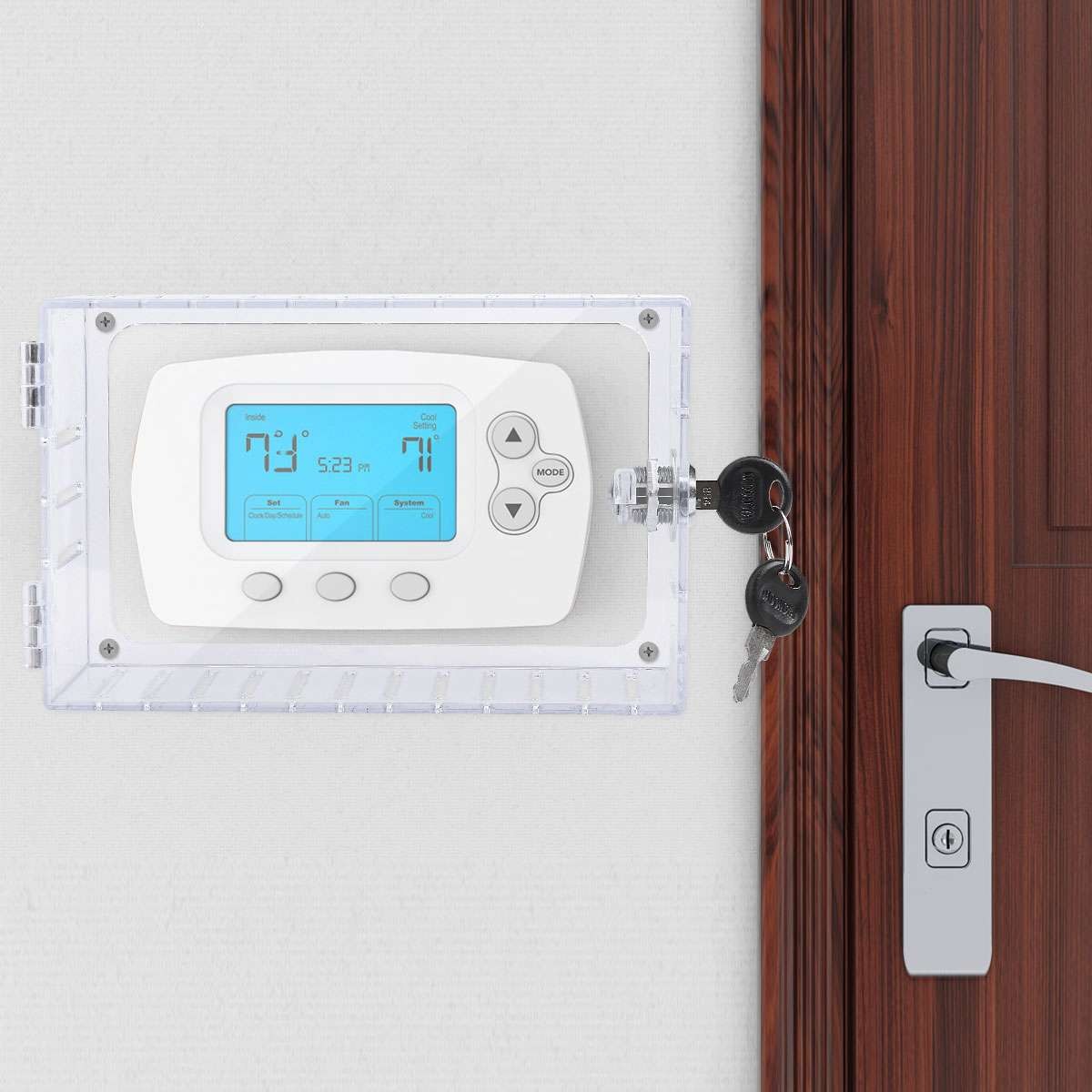 Thermostat Lock Box with 2 Keys Transparent Protective Cover Acrylic Guard Box