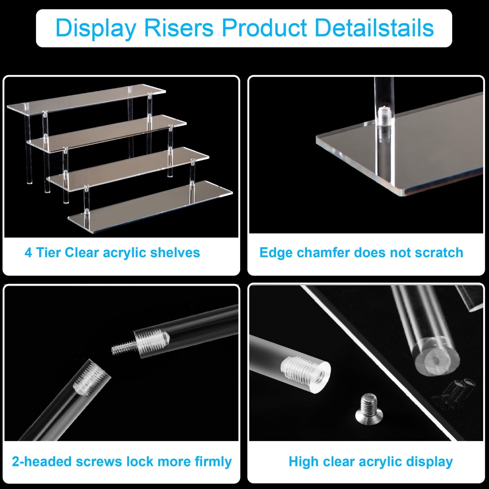 4 Tier Acrylic Perfume Organizer Stand, Clear Display Risers for Perfume, Col...