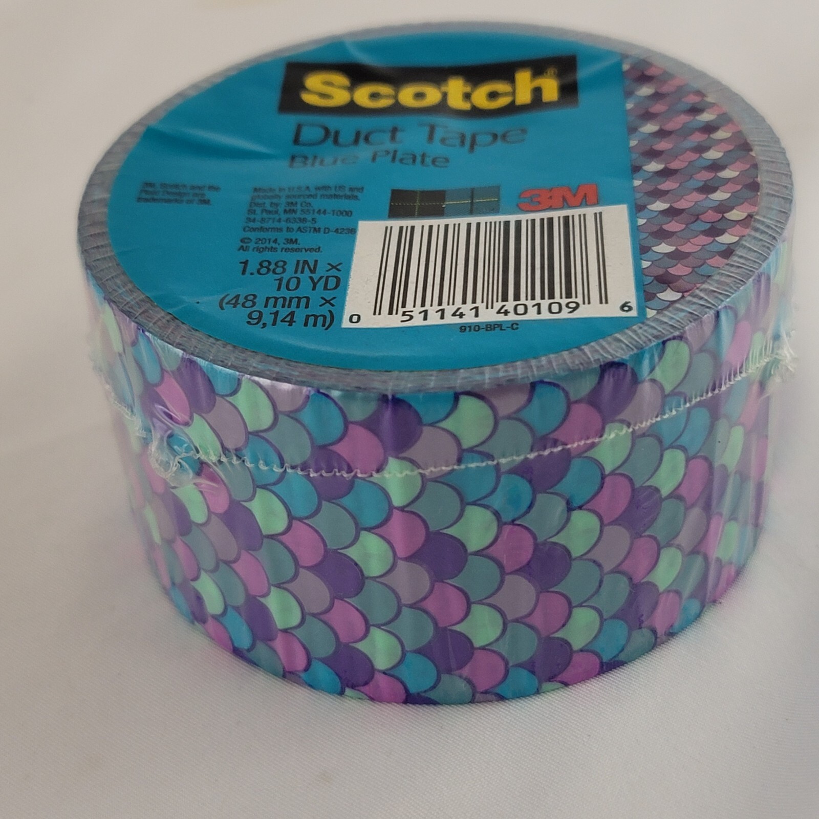 Scotch Pattern Duct Tape 1.88 Inch X 10 Yards (48mm × 9,14m) Blue Plate