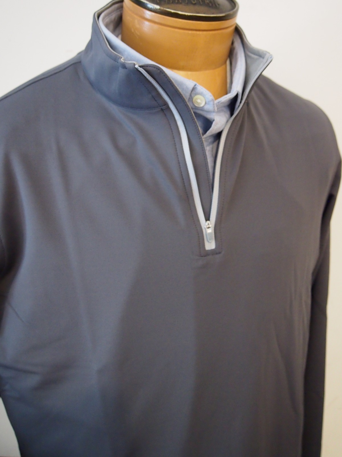 Peter Millar Quarter Zip French Terry Iron Grey Pullover Sweater NWT Large $140
