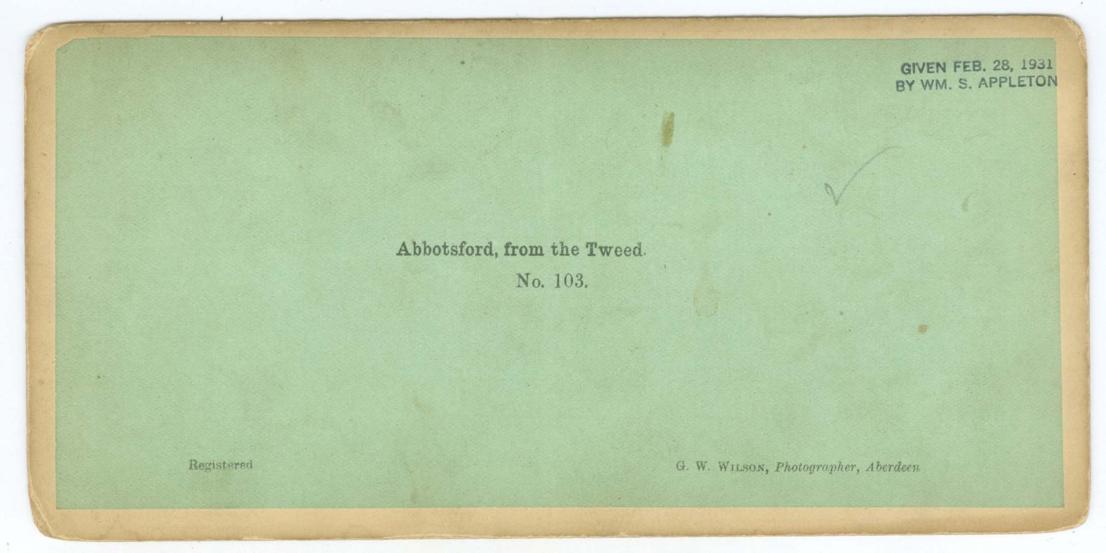 G2110~ SCOTLAND – Boat on Tweed/Abbotsford – 1860s Stereoview- GW Wilson