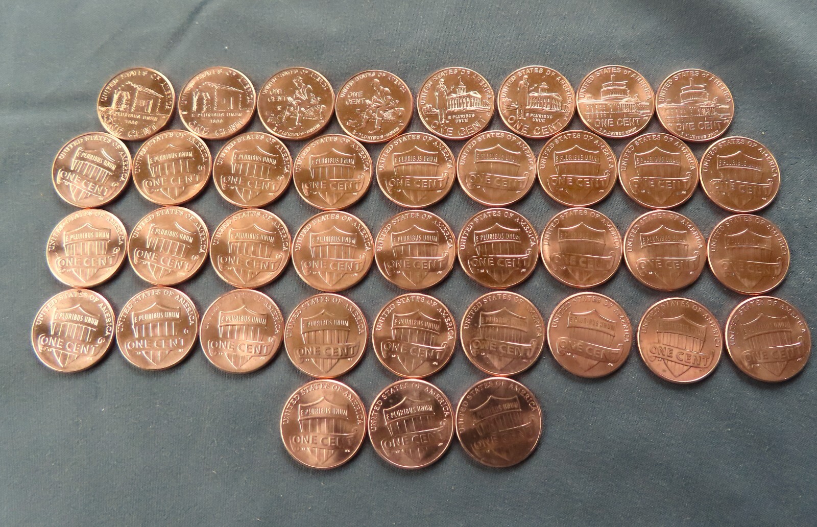 2009-2024 P & D Lincoln Shield Cent - Complete Set of 38 Brilliant Uncirculated