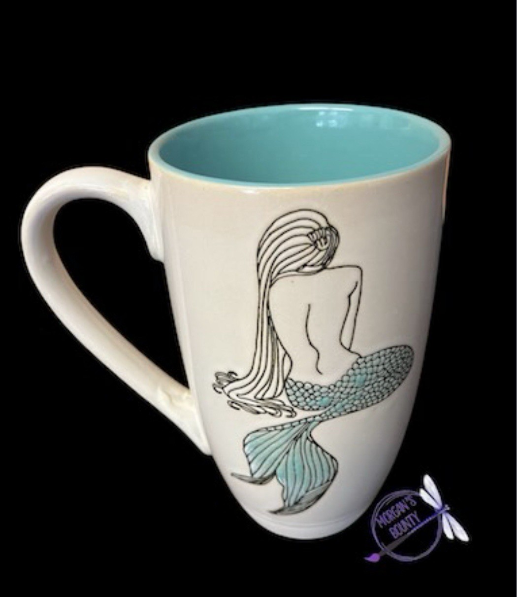 Set Of 3 MERMAID Coffee Mugs NEW 18oz Cup 6” Tall Embossed Beach 2 Sea Life RARE