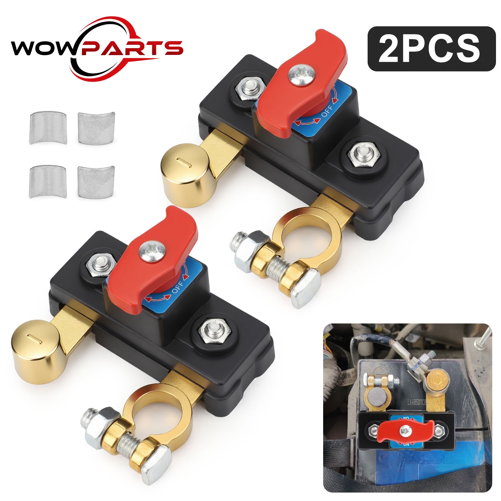 2Pcs Universal Battery Disconnect Switch 12V / 24V Cut Off Isolator for Cars RV