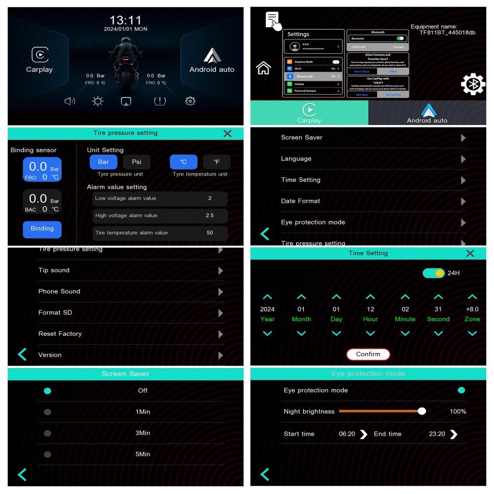 5" Motorcycle Portable Wireless Apple Carplay Android Auto Waterproof Car Stereo