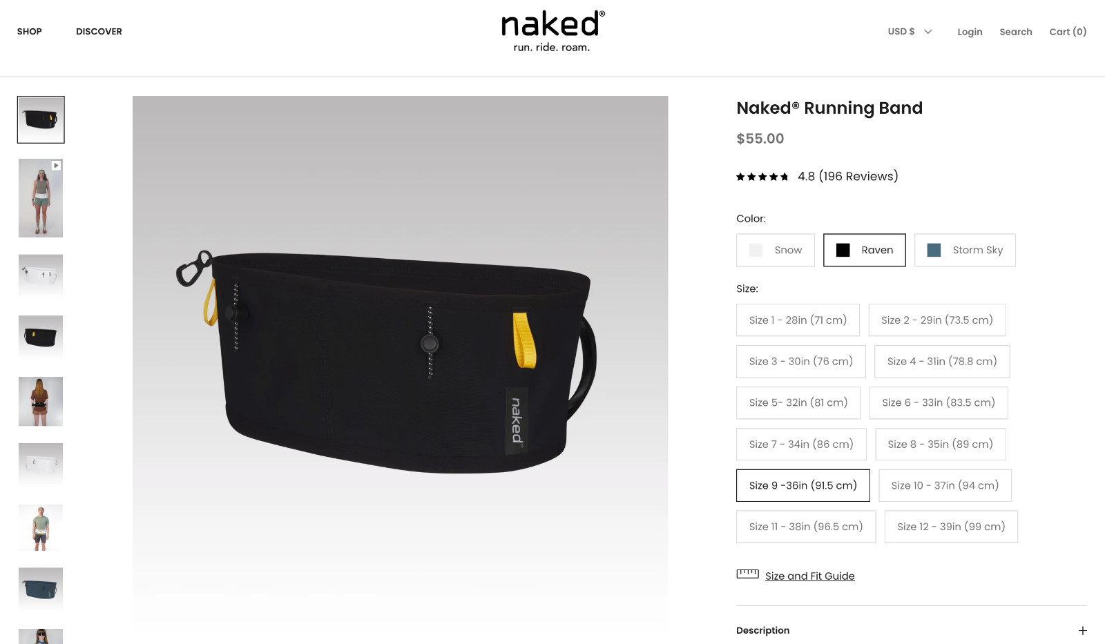 Naked Original Running Band - size 9, Unisex