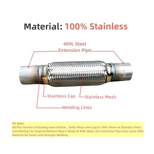 Exhaust Flex Pipe Universal Type 100% Stainless Steel For Heavy 2X8X12 1 PC
