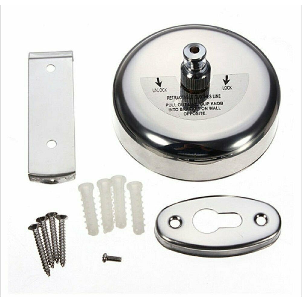 9ft Retractable Clothesline In/ Outdoor Hanging load-bearing 11lb Screw Fixation