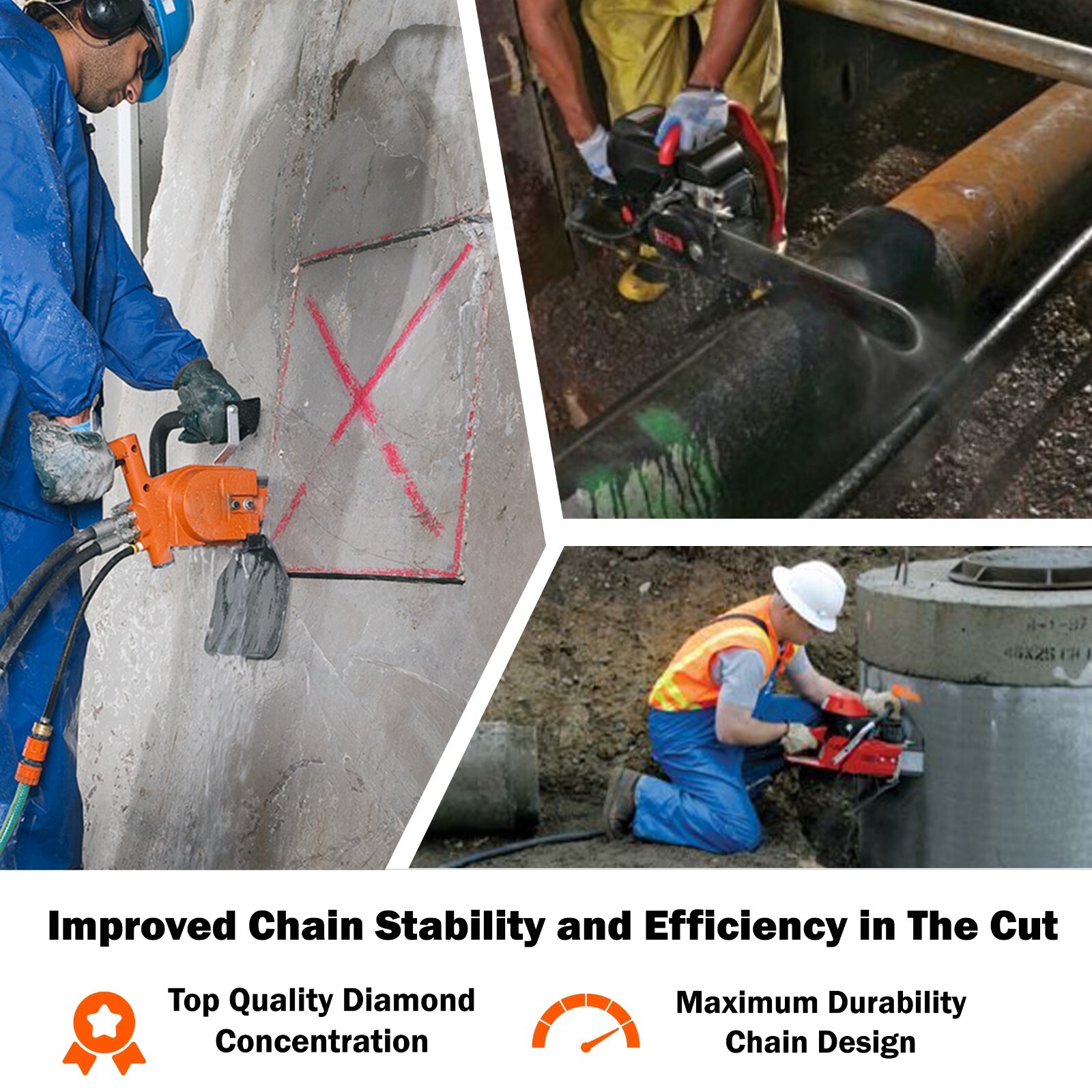 Concrete Chainsaw Diamond CHAIN MIA Fit for ICS, Husqvarna, STIHL MESA DIAMOND®