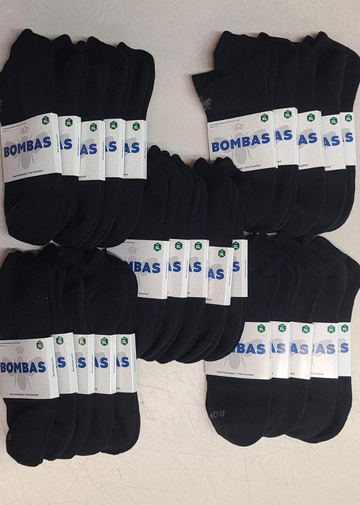 Bombas Black Socks Size XL Ankle 25 Pairs NEW