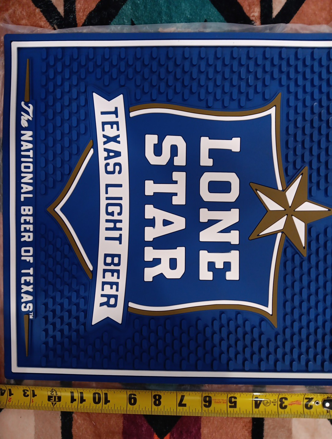 Lone Star Light Texas Light beer Rubber Bar Runner Mat No Spill 14 X 14 Inches