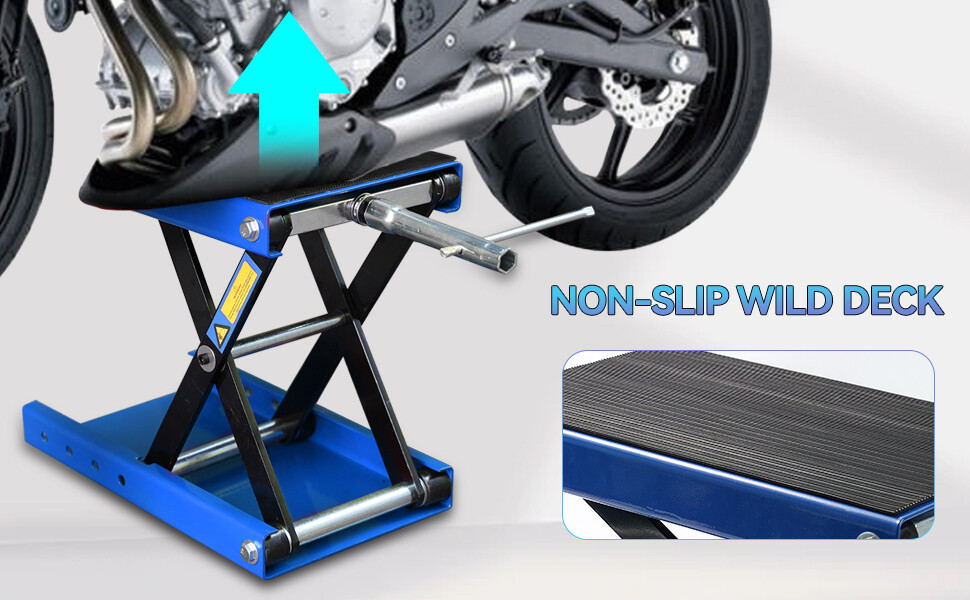 Heavy Duty Motorcycle 1100lb Scissor Jack Lift Wide Deck Hoist Stand ATV Bike BL