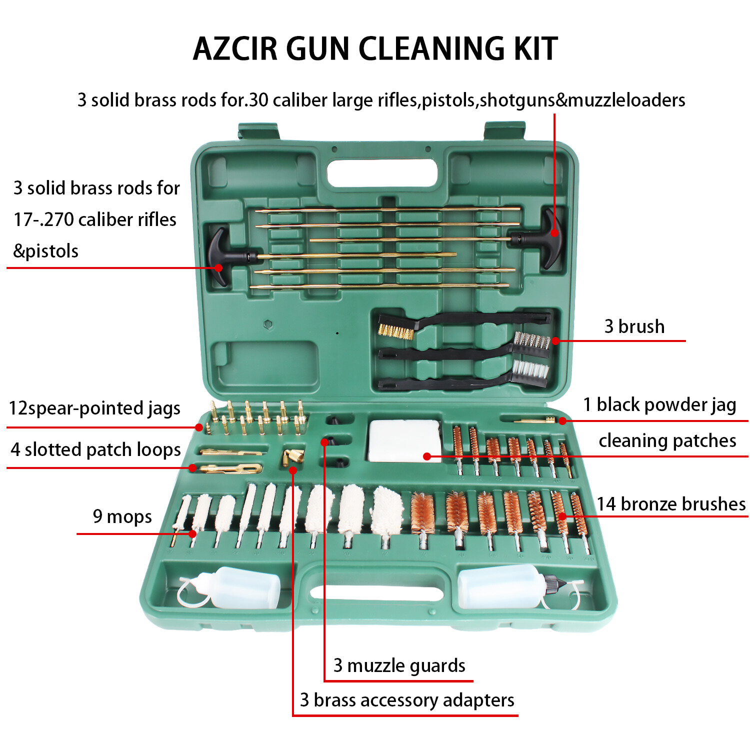 Universal Gun Cleaning Kit for Rifle Pistol Shotgun Muzzleloader for any Caliber