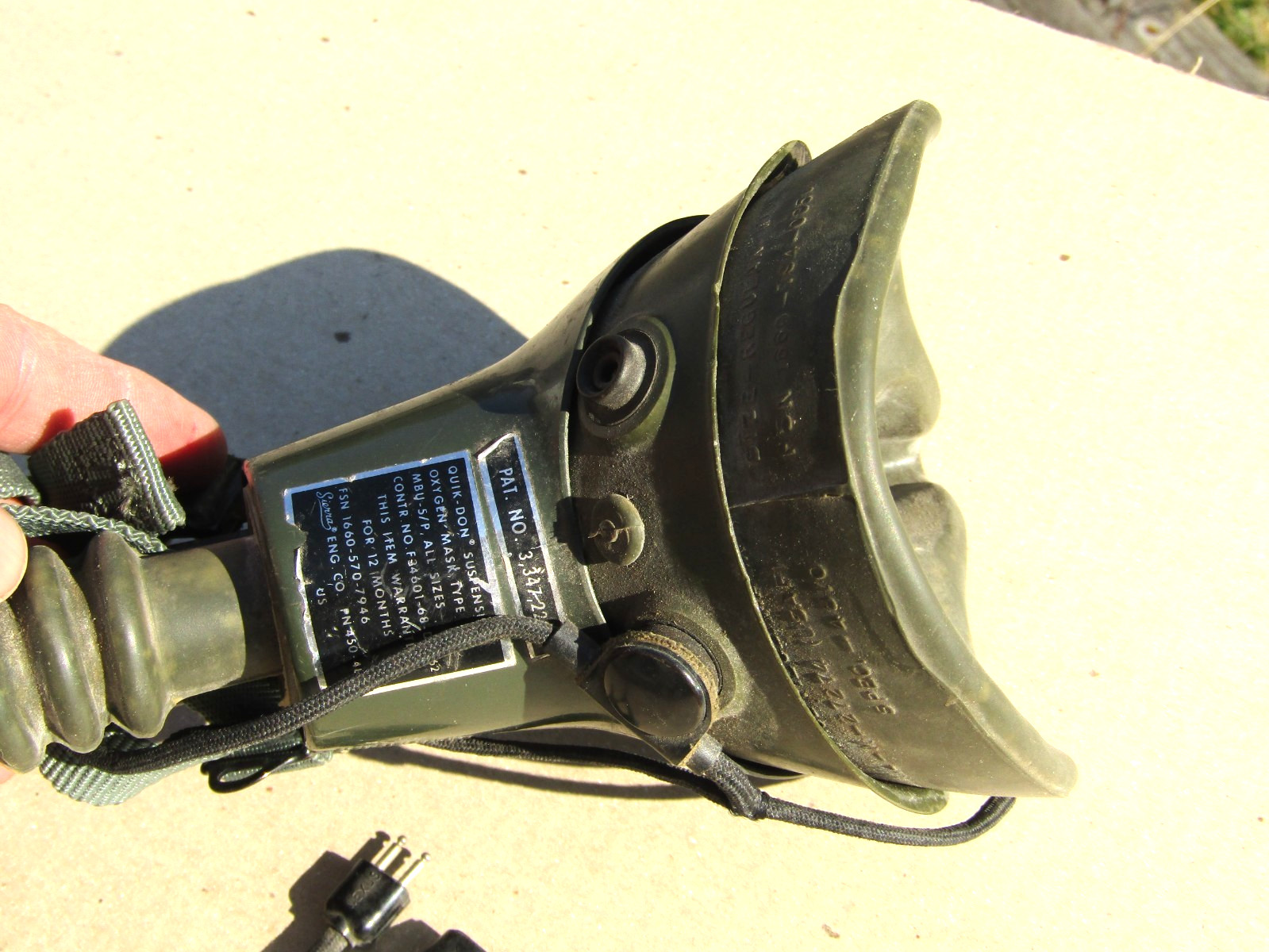 VIETNAM ERA PILOT OXYGEN MASK MBU-5/P SIERRA