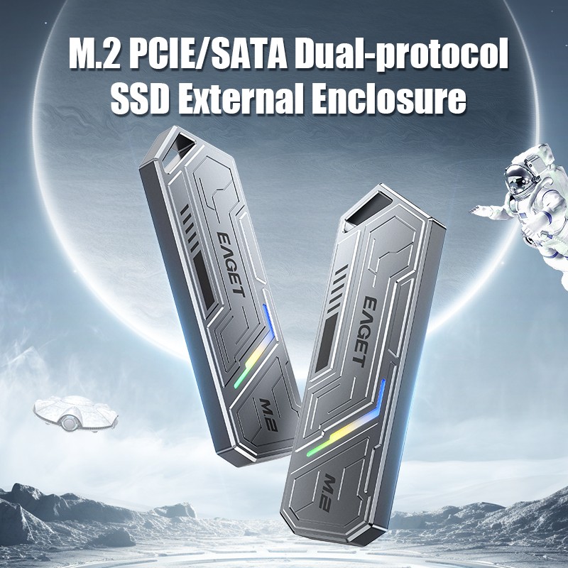 EAGET M.2 NVMe SSD External Portable Enclosure Case Fits PCIe 2280/2242/2230