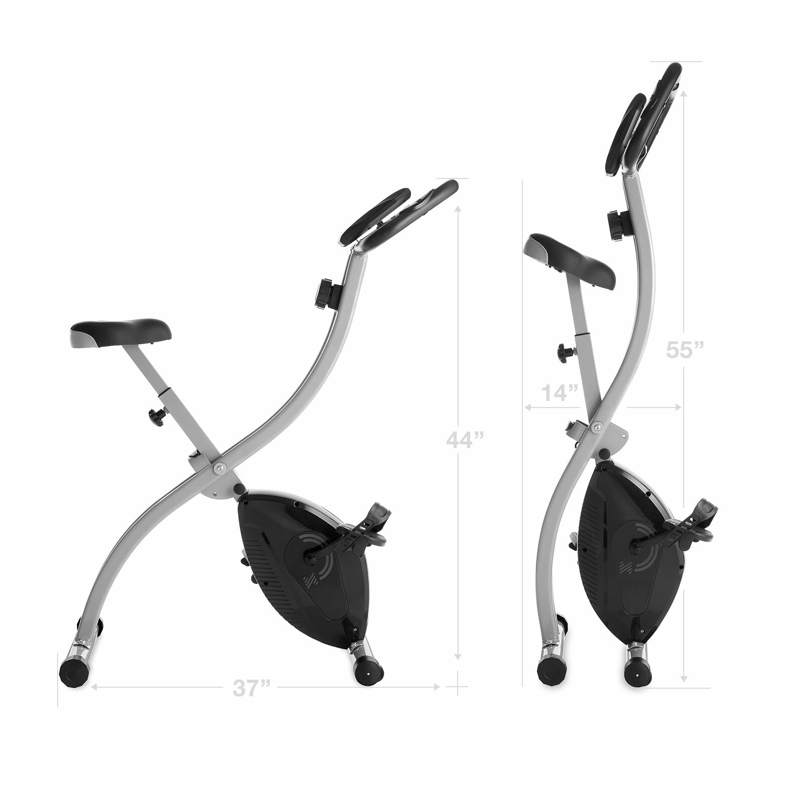 Folding Stationary Upright Indoor Cycling Exercise Bike with LCD Monitor
