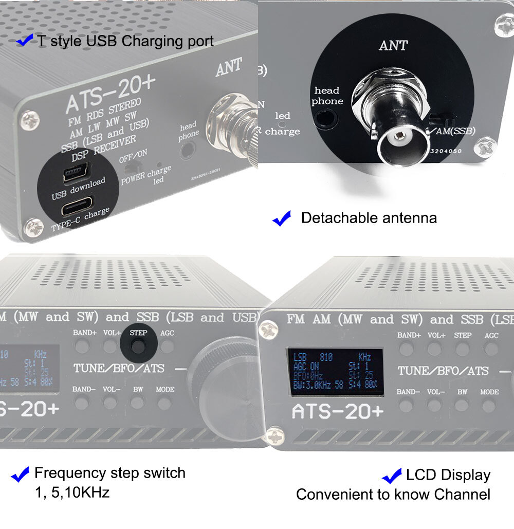 ANYSECU ATS-20+ All Band Radio Receiver SI4732 FM AM (MW & SW) SSB (LSB & USB)