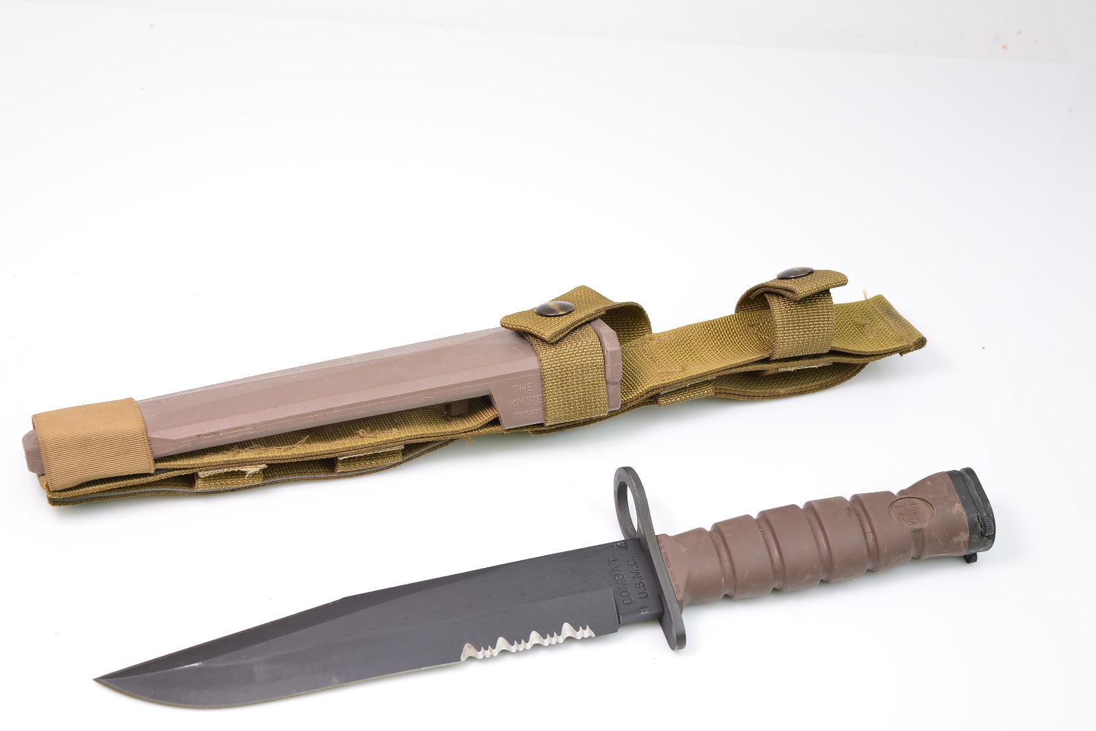 Vintage OKC 3S Survival Camping Hunting Knife Genuine + Scabbard Ontario Co USA