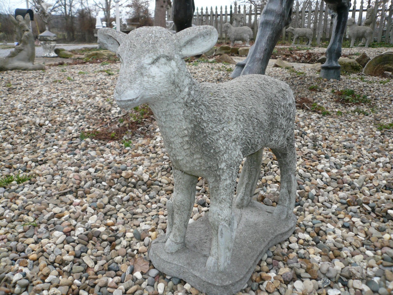 CUTEST EVER VINTAGE CEMENT/CONCRETE BABY GARDEN ORNAMENT LAMB 12" TALL