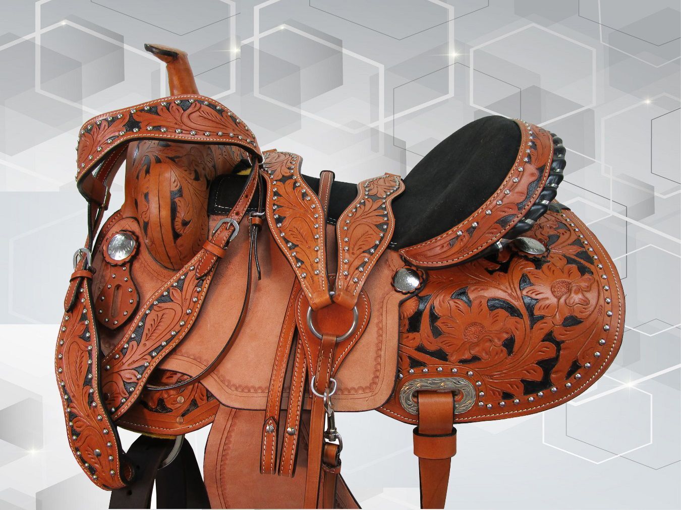 ARABIAN HORSE WESTERN SADDLE TRAIL PLEASURE TOOLED LEATHER USED TACK 15 16 17
