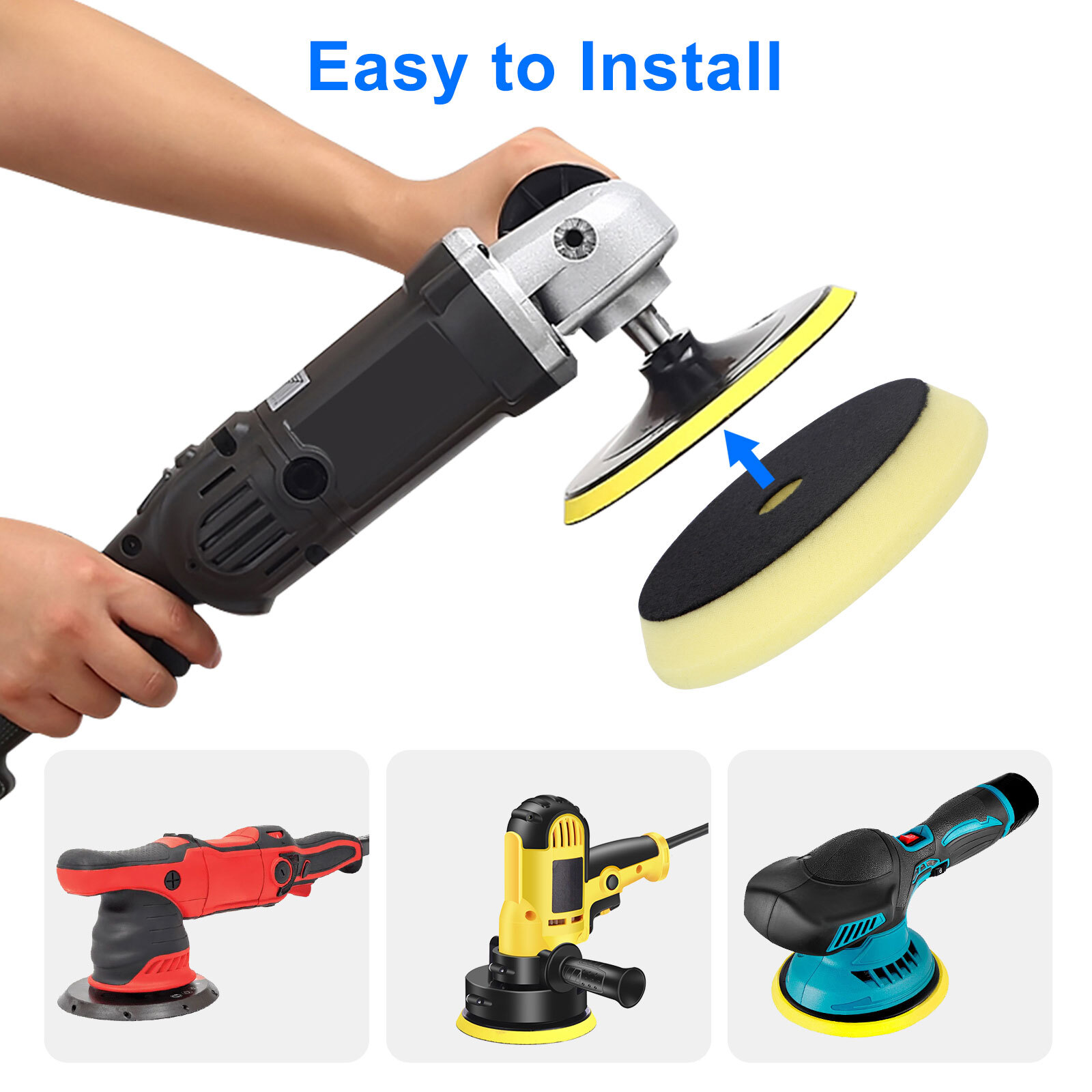 5Pcs Buffing Sponge Pads 6" Cutting Polishing Pad Kit for Car Buffer Polisher