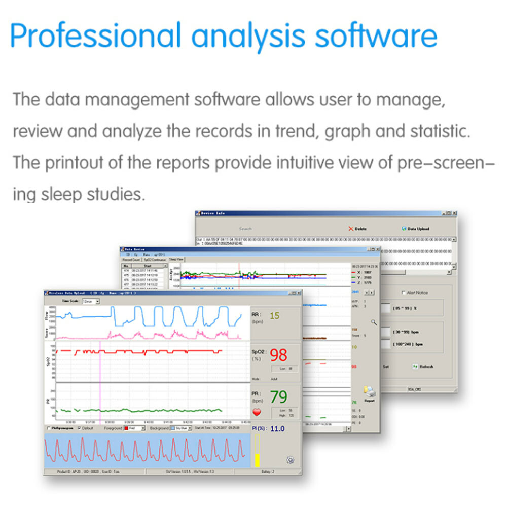 Wrist PulseOximeter with Alarm measure SpO2,PR,Respiration rate,Oronasal Airflow