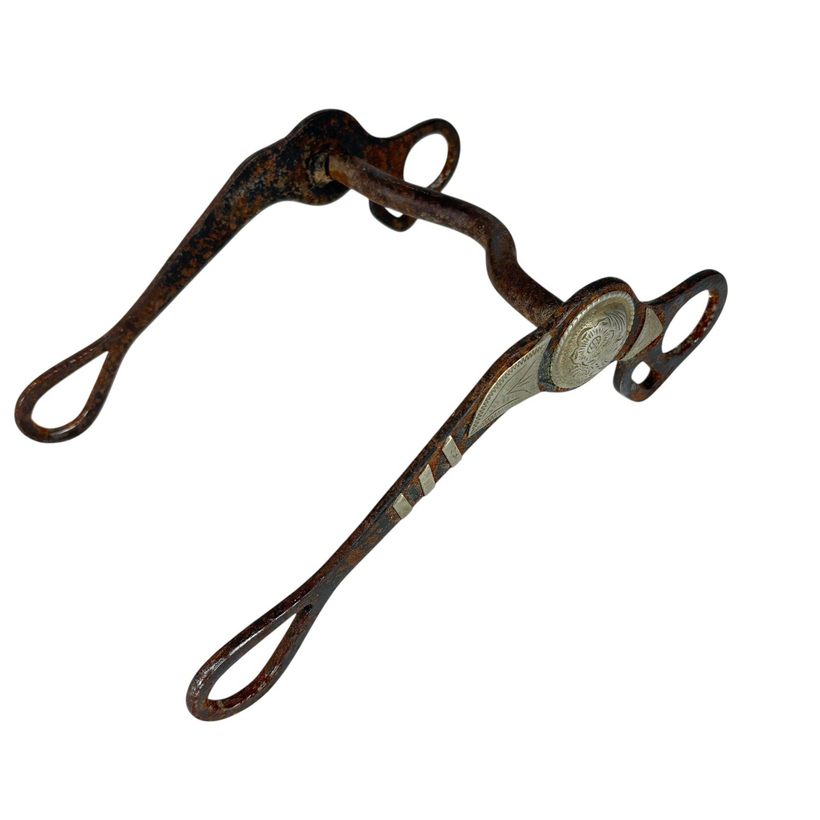 Engraved Silver Horse Show Bit Antique Vintage Western Decorative