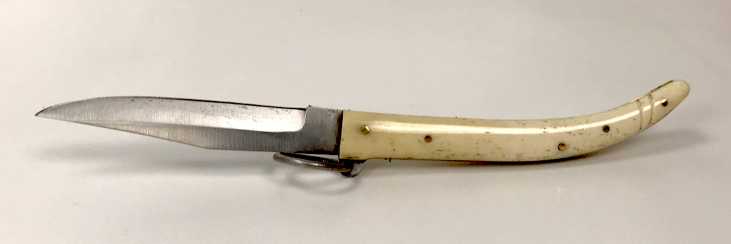 Bone Handle Folding Pen Knife with Ring