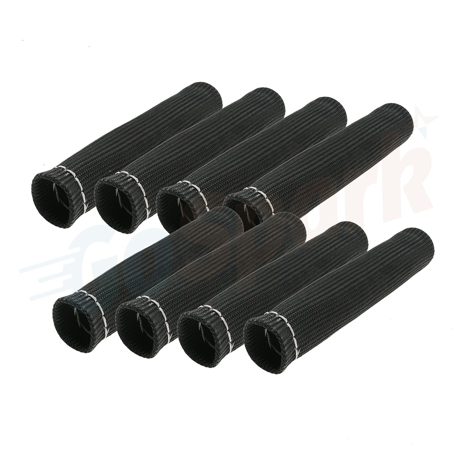 8Pcs 2500° 6" Spark Plug Wire Boots Protector Sleeve Heat Shield Cover Black