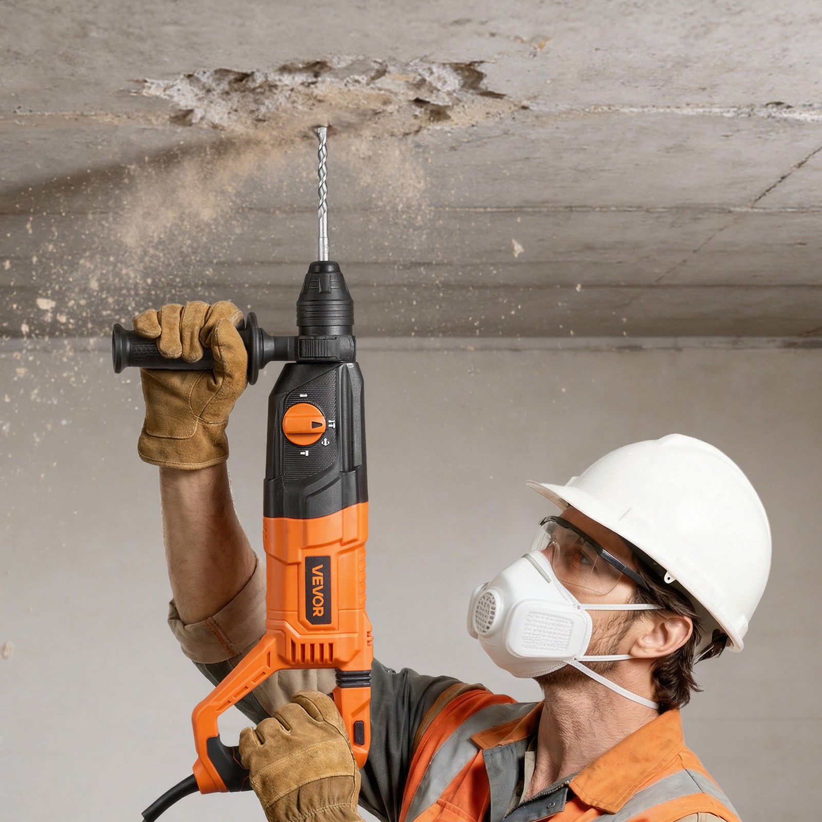 VEVOR Rotary Hammer Drill Rotary Hammer 1-1/8 in SDS-Plus for Concrete Masonry