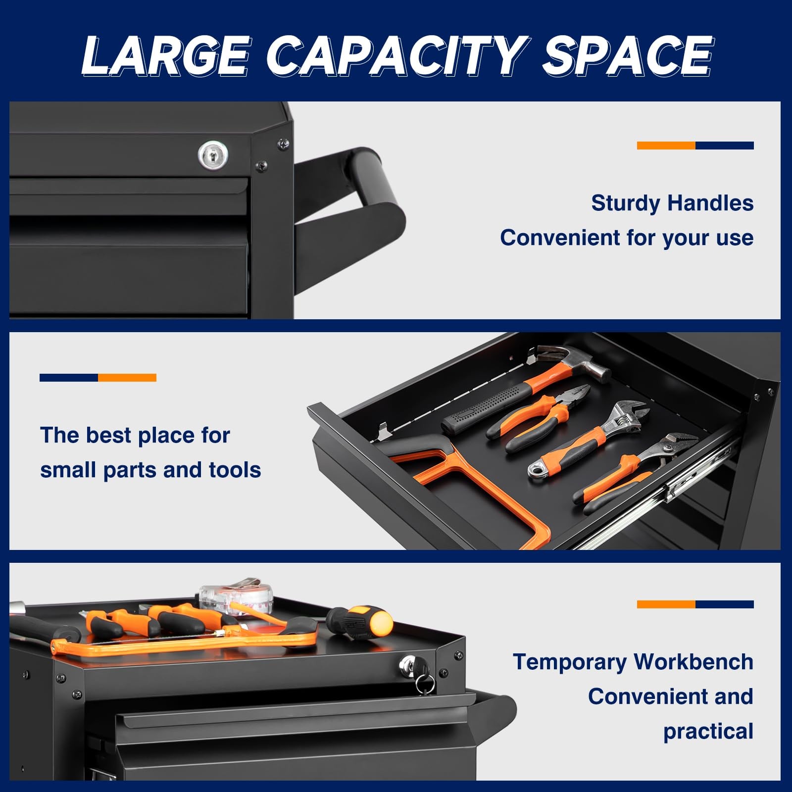 5-Drawer Metal Tool Storage Cabinet with Wheels,Rolling Tool Chest with Drawer