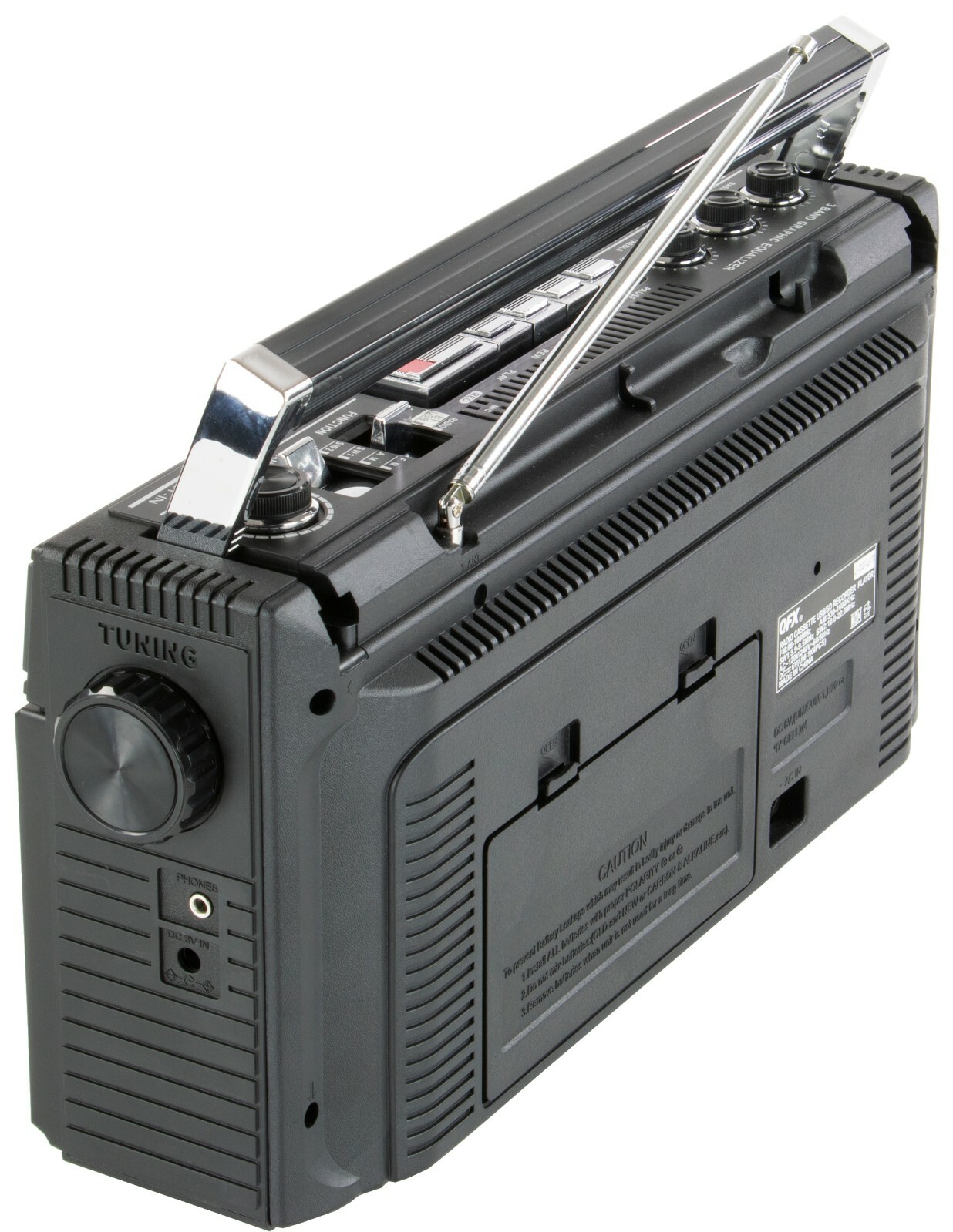 QFX J-220BT Retro AM/FM/SW1/2 4-Band Radio +Bluetooth +Cassette to MP3 Converter