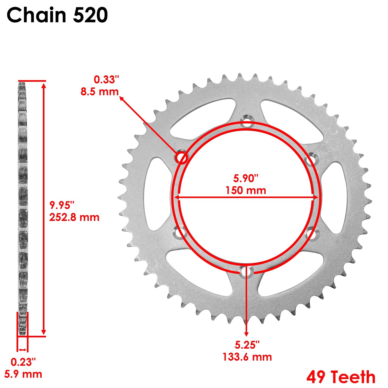 Gold O-Ring Drive Chain & Sprockets Kit for Kawasaki KX125 1994 1995 2000-2002