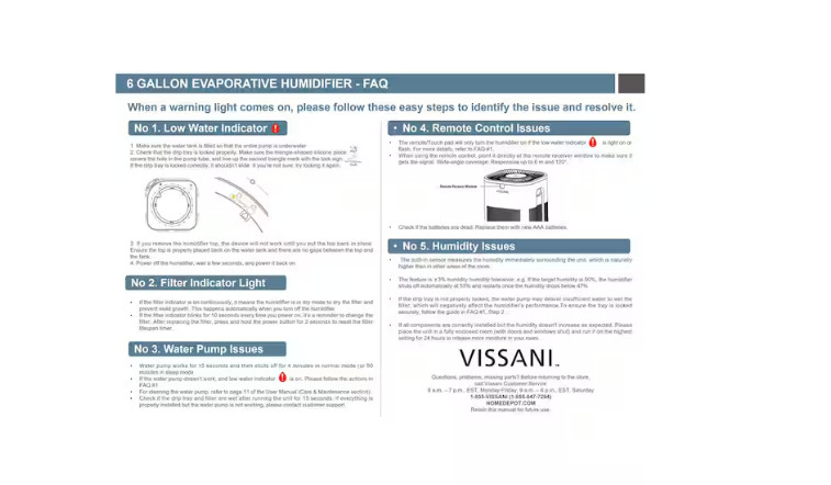 Vissani 6 Gal. Evaporative Humidifier for Whole House in White